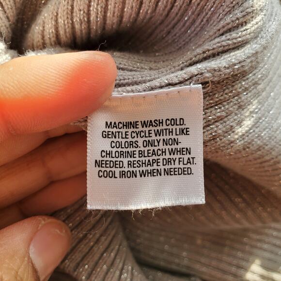 Style & Co Gray Cowl Button Neck Sparkle Sweater Size S - Picture 6 of 6